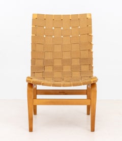 Bruno Mathsson "Eva" Woven Cotton and Beech Side Chair