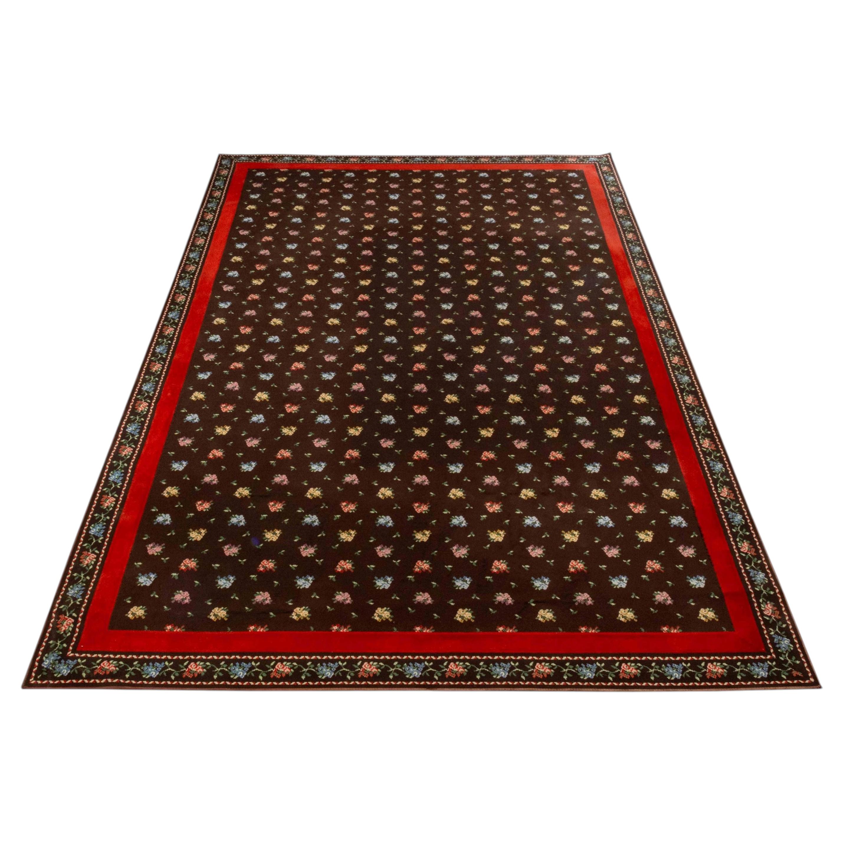 Stark Carpets Floral Needlework Rug, 14' 10" x 9' 9" For Sale