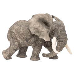 Debra Minette Green Hand Painted Elephant Porcelain Sculpture