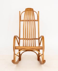 Rustic Adirondack Style Bentwood Oak Rocking Chair