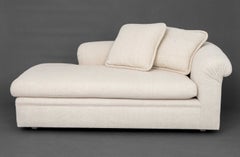 Modern Beige Textured Fabric Upholstered Chaise Longue