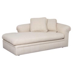 Modern Beige Textured Fabric Upholstered Chaise Longue