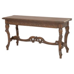 Rococo Style Walnut Extending Trestle Table with Carved Fan and Floral Bands