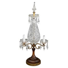 Neoclassical Style Cut Crystal Tear Drop Form Table Lamp