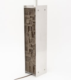 Lámpara de mesa de estilo brutalista, escultural y cromada, de Paul Evans