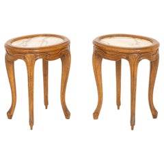 Pair of French Provincial Style Pink Alabaster Top Low Tables