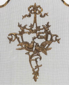 Louis XV Style Brass Tri-Fold Firescreen with Four Paw Feet