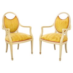 Pair of Jamie Drake Lacquered Transitional Armchairs
