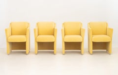 Rolf Benz "Model 7100" Yellow Velvet Upholstered Dining Chairs, 8
