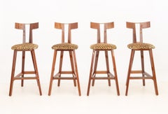 Vintage-Hocker im Mid-Century-Modern-Stil mit Mohairbezug und Leopardenmuster, 4 Stück