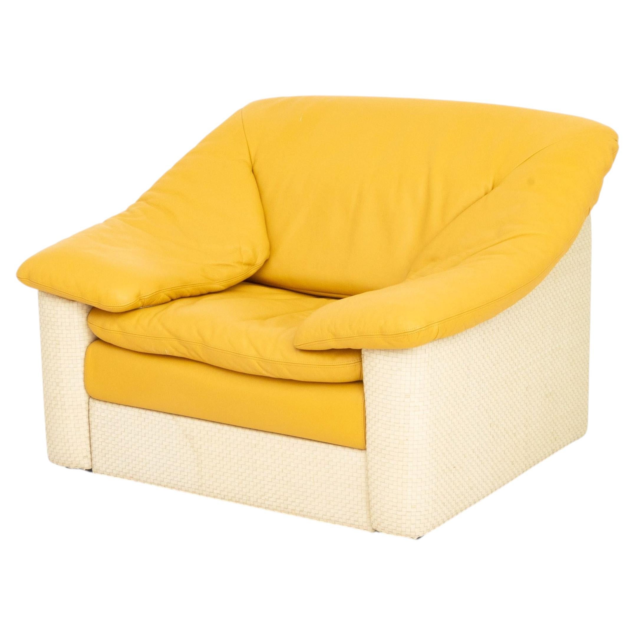 Italian Postmodern Gyform Yellow Leather Upholstered Lounge Chair For Sale