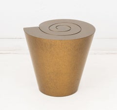 Modern Bronzed Steel Conical Spiral Form Accent Table