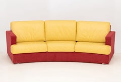 Rolf Benz Curved Two-Tone Suede and Leather Upholstered Sofa