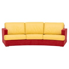 Rolf Benz Curved Two-Tone Suede and Leather Upholstered Sofa