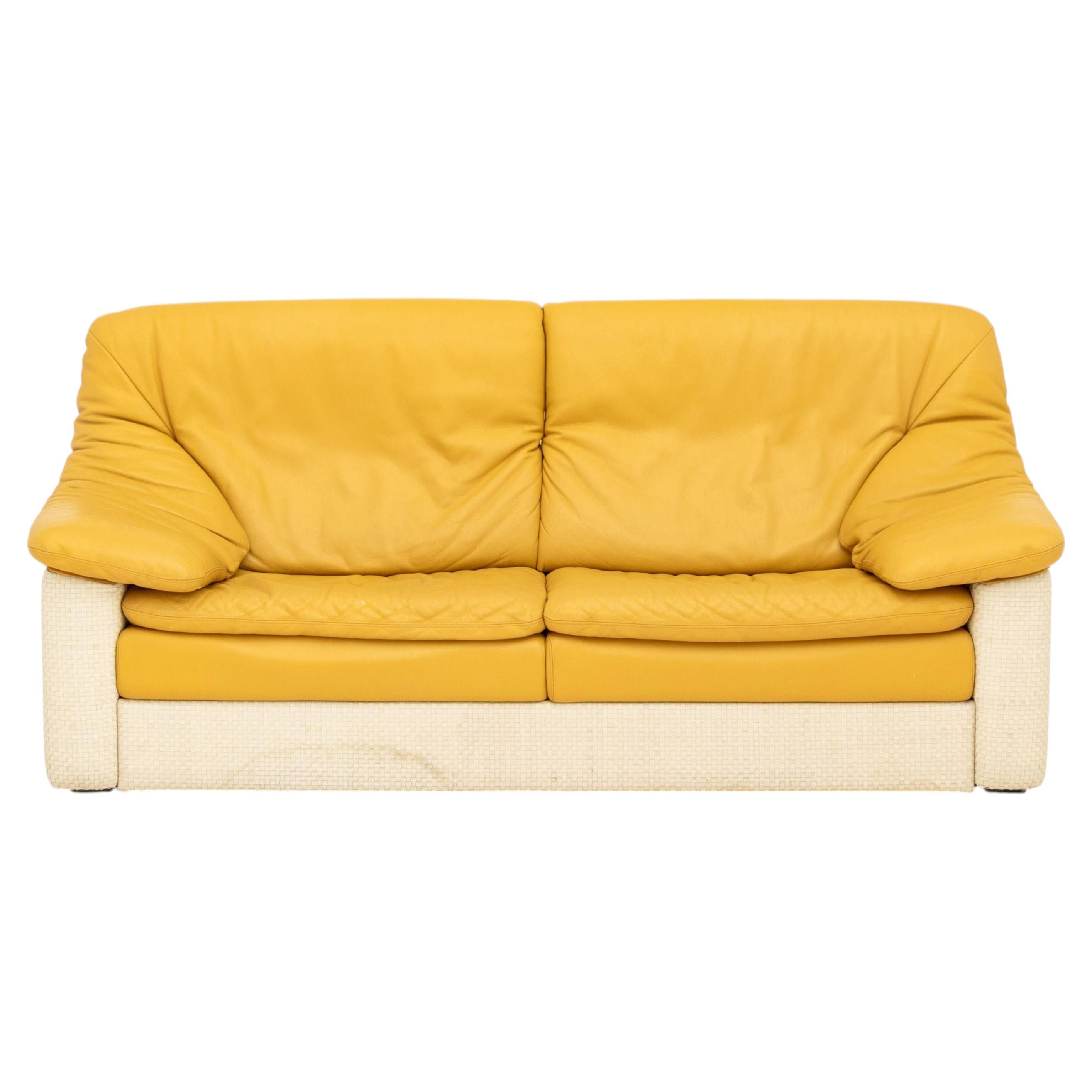 Canapé italien postmoderne Gyform, revêtu de cuir bicolore
