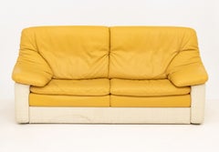 Italian Postmodern Gyform Two-Tone Leather Upholstered Sofa