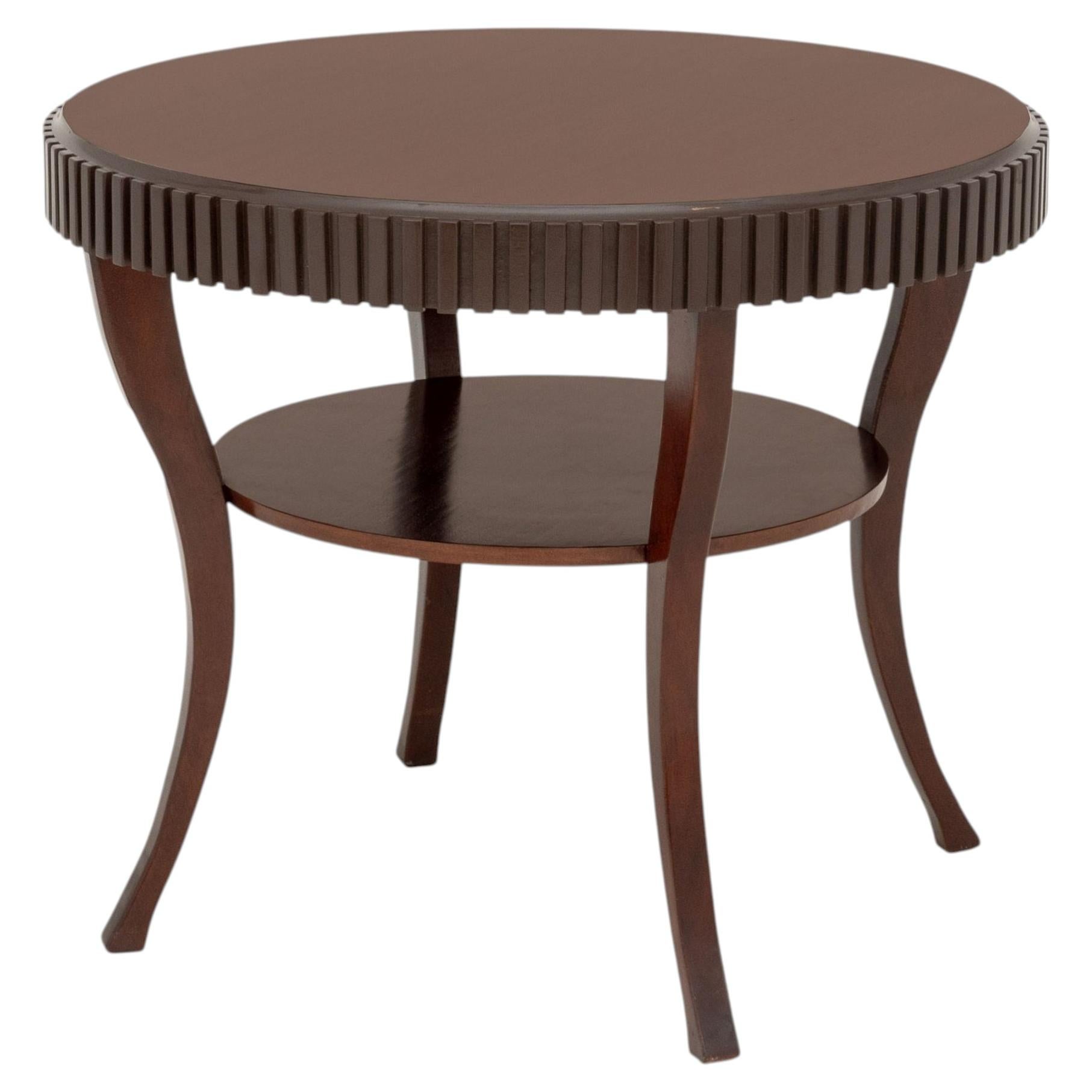 Barbara Barry Attributed Mahogany Circular Occasional Table For Sale