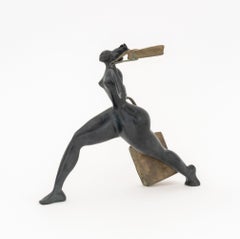 Francoise Abraham "Shopping" Patinated and Gilt Bronze Sculpture