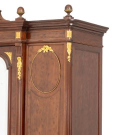 Louis XVI Style Ormolu Mounted Walnut Armoire with Beveled Glass Mirror