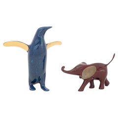 Loet Vanderveen Patinated and Gilt Bronze Animal Sculptures, 2