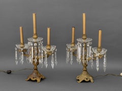 Pair of Victorian Style Three-Branch Girandole Table Lamps