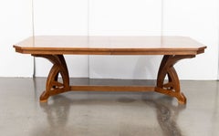 Modern Walnut Octagonal Extending Dining Table with Two Leaves