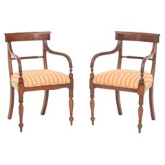 Pair of Regency Style Mahogany Upholstered Armchairs