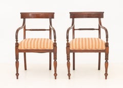 Pair of Regency Style Mahogany Upholstered Armchairs