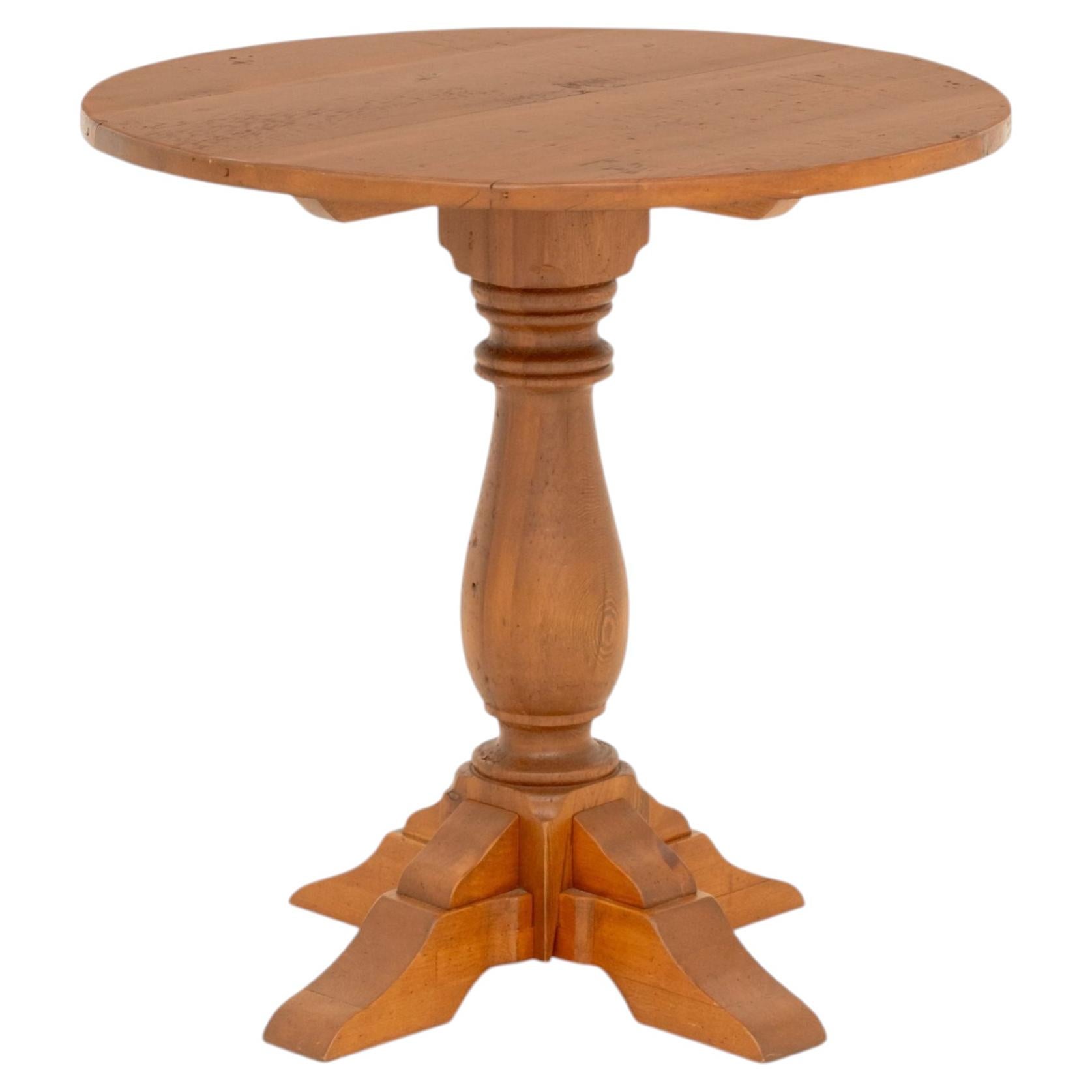 Vintage American Circular Pine Wood Pedestal Table For Sale