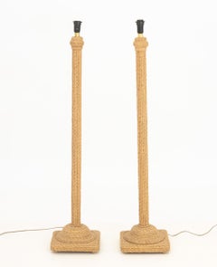 Pair of Mid-Century Modern Sea Grass Wrapped Floor Lamps