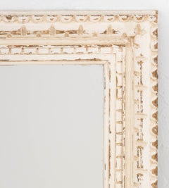 Rustic White Painted Wood Rectangular Framed Mirror