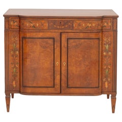 Edwardian Painted Floral Motif Decorated Satinwood Commode