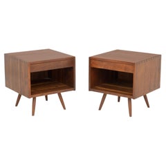 George Nakashima Pair of "Swett" Special Order Walnut Bedside Tables, 1964