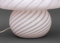 Murano Pink and White Swirl Pattern Glass Mushroom Table Lamp
