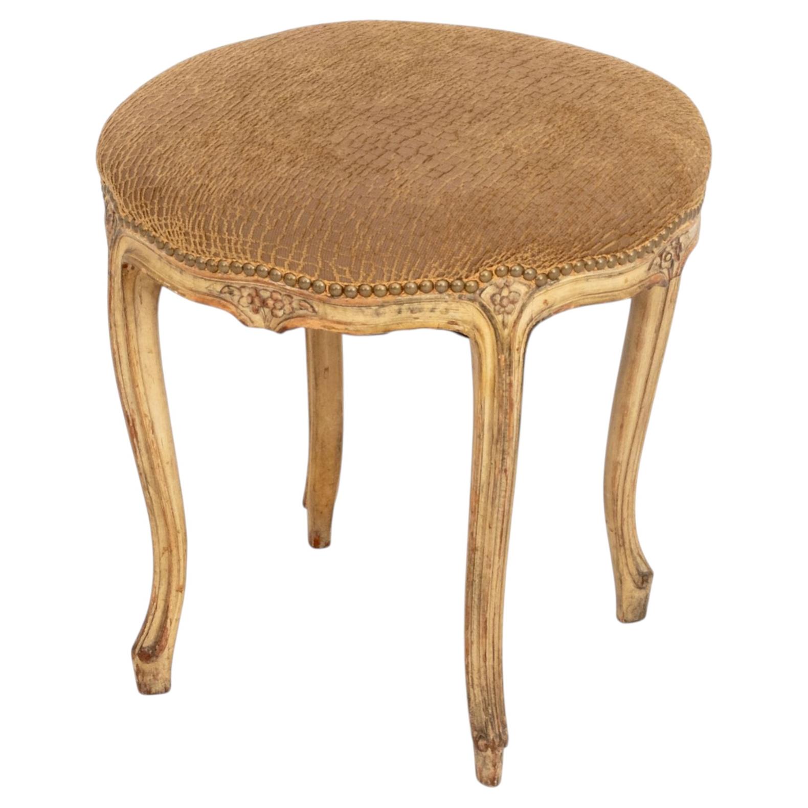 Louis XV Style Snakeskin Print Upholstered Ottoman For Sale