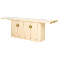 Asian Modern Style Beige Laminate and Gold-Tone Metal Sideboard
