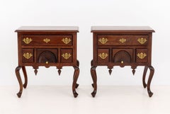 Pair of Queen Anne Style Mahogany Lowboys with Carved Shell Motif