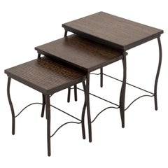 Set of Three Contemporary Mahogany Inlay Nesting Tables