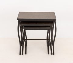 Set of Three Contemporary Mahogany Inlay Nesting Tables