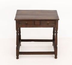 Baroque Style Oak Work Table With Single Frieze Drawer