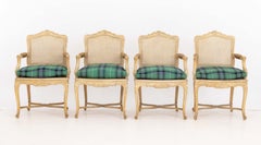 Set of Four Louis XV Style Cane-Paneled Arm Chairs