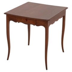 French Provincial Style Oak Lamp Table With Two Drawers