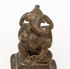 Indian Lord Ganesh Patinated Bronze Deity Sculpture
