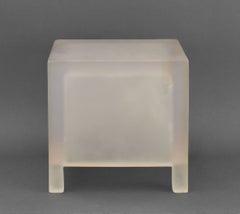 Modern Frosted Resin Square Low Side Table or Stool