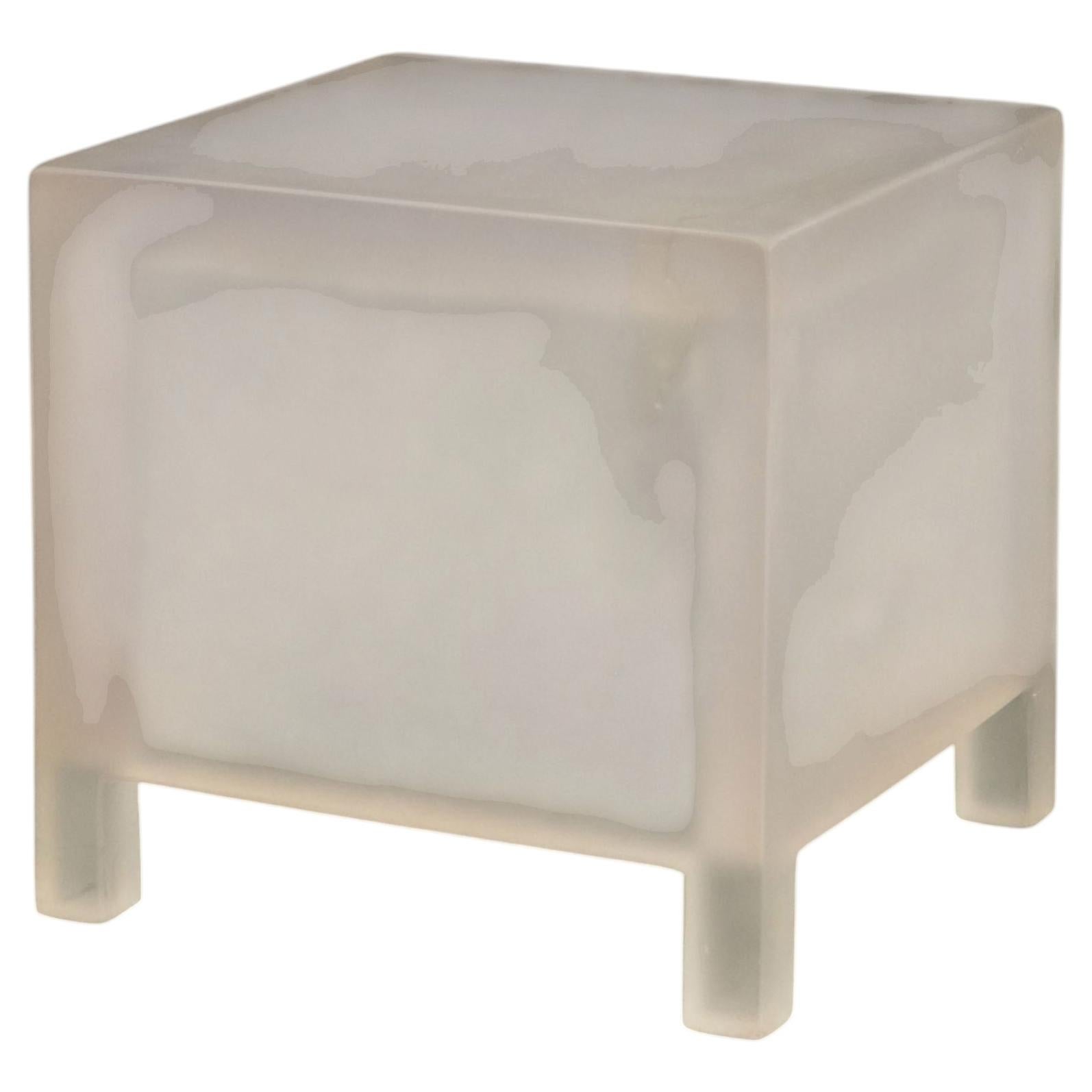 Modern Frosted Resin Square Low Side Table or Stool