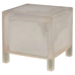 Modern Frosted Resin Square Low Side Table or Stool