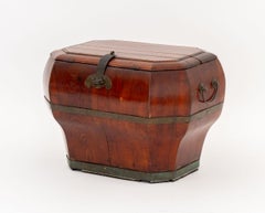 Two Chinese Brass Bound Wood Wedding Chests, Each With Two Handles