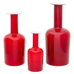 Collection of Three Otto Brauer for Kastrup Holmgaard Glass "Gulvvase" Vases