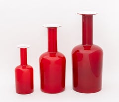 Collection of Three Otto Brauer for Kastrup Holmgaard Glass "Gulvvase" Vases
