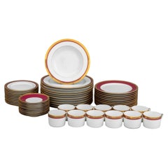 Bernardaud "Madison Carmin" Pattern Porcelain Dinnerware Service for Eleven